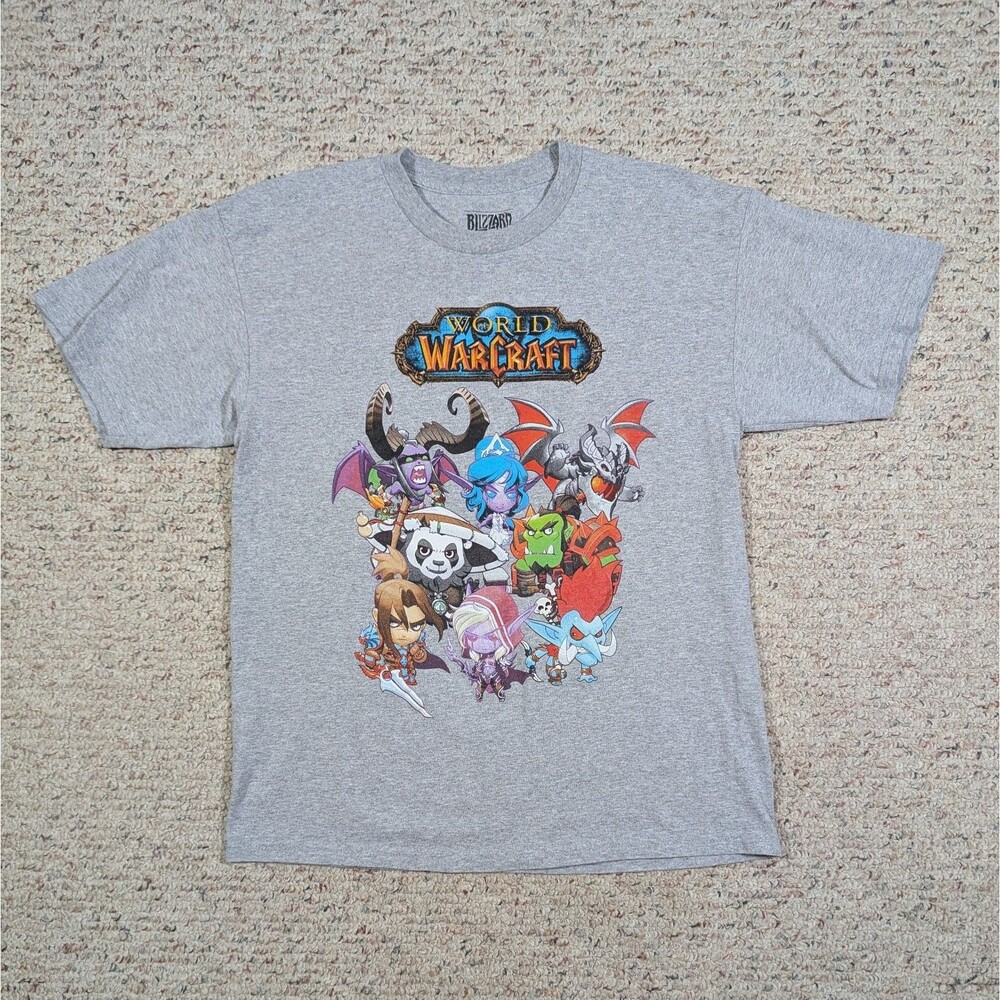 World of Warcraft T-Shirt WOW Mens Large Heather Gray 2020 Blizzard Gamer Tee